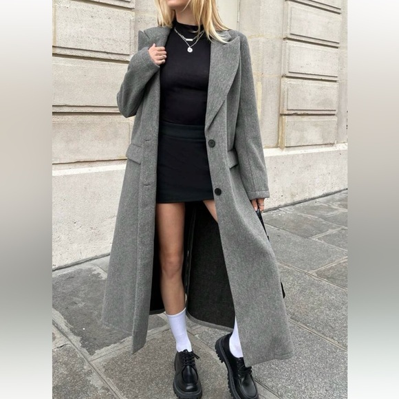 Women’s lapel polyester gray jacket Large - Picture 2 of 6